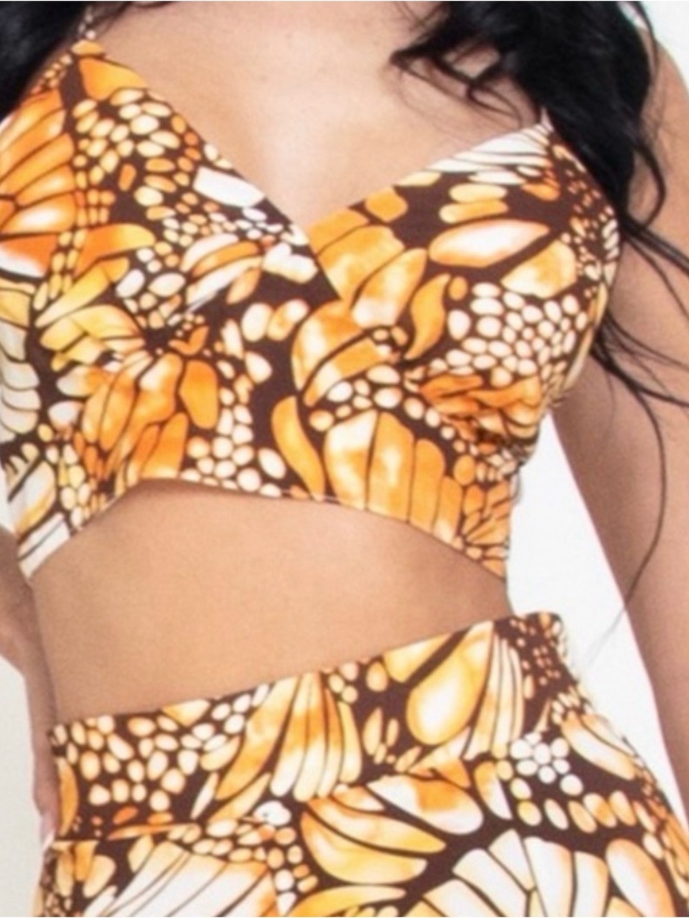 RoseVelvet Brown and Cream Monarch Butterfly Crop Tank Top, L NWT - Picture 5 of 5